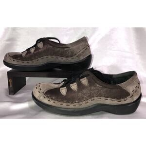 Ziera Super Support Leather Casual Shoes 2 Tone Shiny Bronze Brown Women Sz 39.5